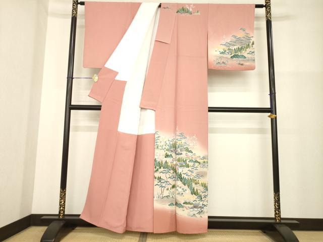 平和屋着物■訪問着 風景文 暈し染め 金彩 正絹 逸品 AABG0856ck