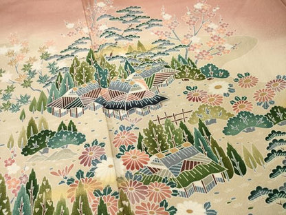 平和屋着物■訪問着 風景文 暈し染め 金彩 正絹 逸品 AABG0856ck
