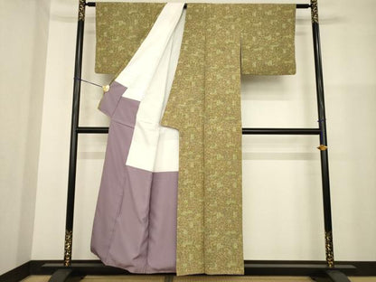 平和屋着物■上質な小紋 花蝶文 正絹 逸品 AABG0857ck