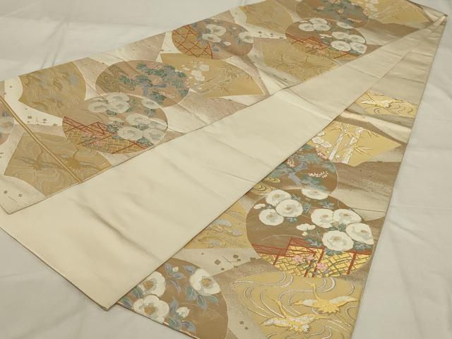 平和屋着物◎六通柄　本袋帯　抱一菊椿文　洛匠　金銀糸　正絹　逸品　AABG0885ou