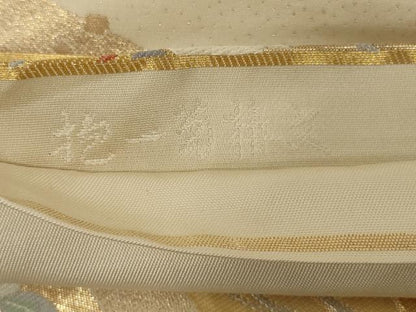 平和屋着物◎六通柄　本袋帯　抱一菊椿文　洛匠　金銀糸　正絹　逸品　AABG0885ou