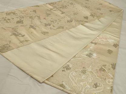 平和屋着物◎六通柄袋帯　洋花文　金銀糸　正絹　逸品　AABG0891ou