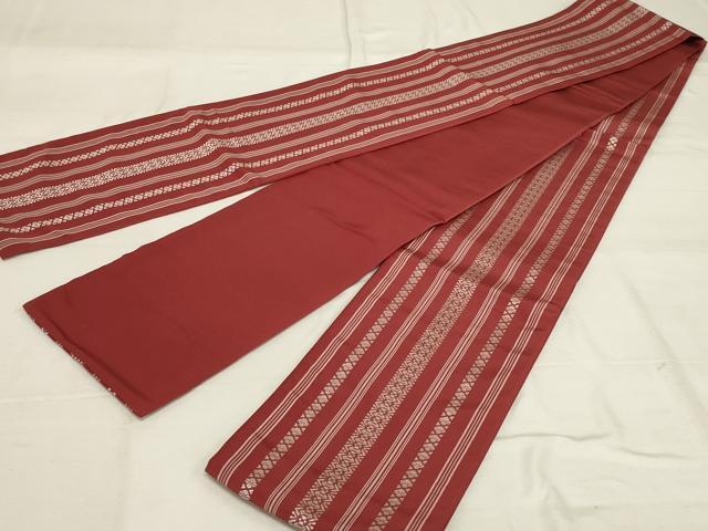 平和屋着物◎本場筑前博多織　半幅帯　銀糸　帯は博多謹製　正絹　逸品　AABG0898ou
