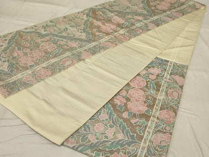 平和屋着物◎六通柄袋帯　更紗花文　正絹　逸品　AABG0916ou