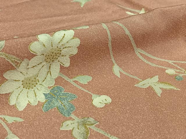 平和屋着物▽上質な小紋 単衣 枝花文 金彩 正絹 逸品 AABG0921jh