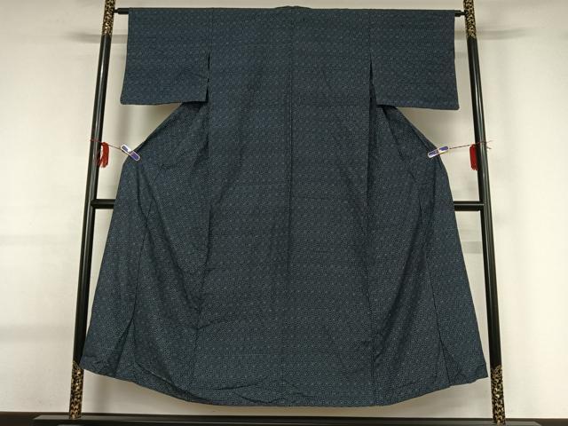 平和屋着物▽上質な紬 単衣 幾何学文様 正絹 逸品 AABG0922jh