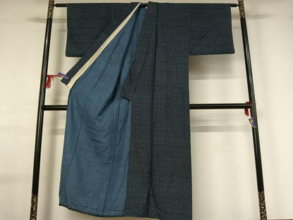 平和屋着物▽上質な紬 単衣 幾何学文様 正絹 逸品 AABG0922jh