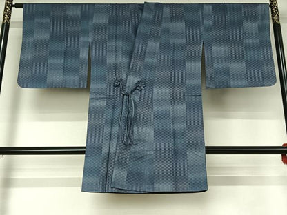 平和屋着物▽道中着 スリーシーズン 春夏秋 塵除け 市松文様 暈し染め やまと誂製 正絹 逸品 AABG0923jh