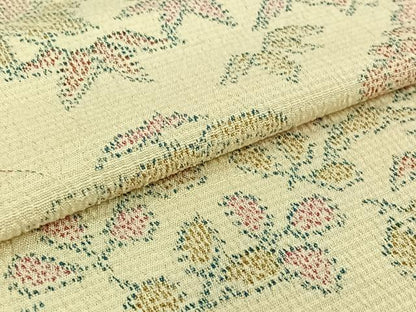 平和屋着物▽本塩沢 単衣 風景花文 正絹 逸品 AABG0927jh
