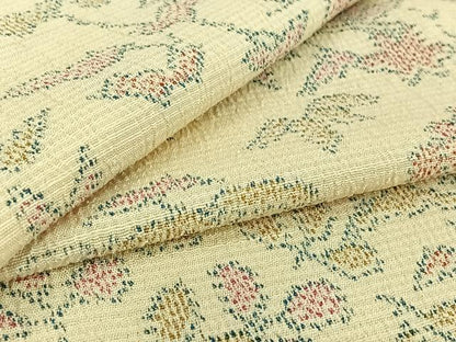 平和屋着物▽本塩沢 単衣 風景花文 正絹 逸品 AABG0927jh
