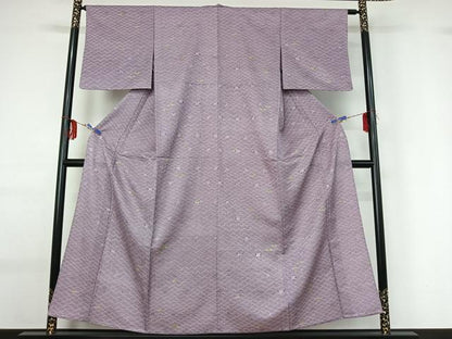 平和屋着物▽小紋 単衣 地紙花文 洗える着物 AABG0932jh