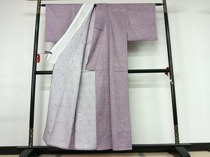 平和屋着物▽小紋 単衣 地紙花文 洗える着物 AABG0932jh