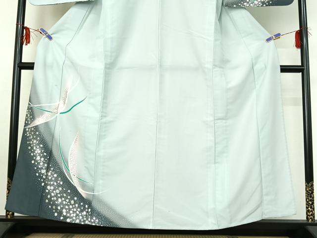 平和屋着物▽訪問着 単衣 箔散らし文 暈し染め 銀彩 洗える着物 AABG0936jh