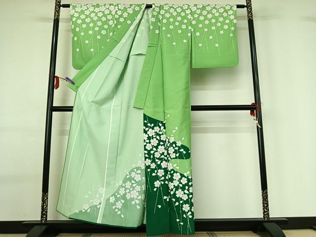 平和屋着物▽訪問着 単衣 枝梅文 洗える着物 AABG0937jh