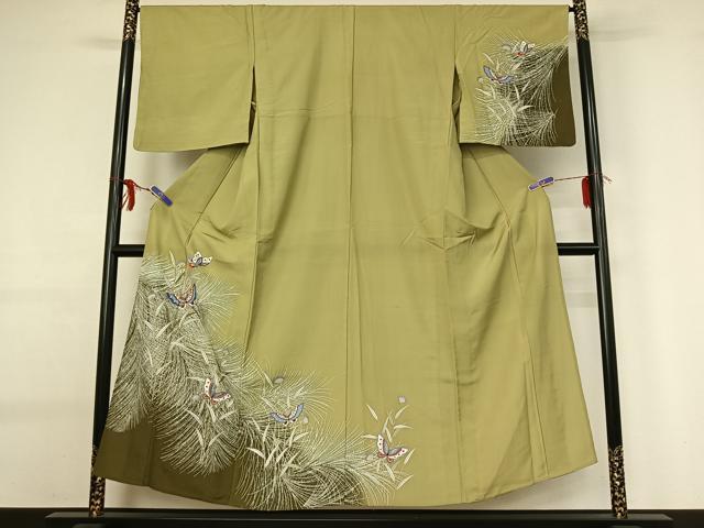 平和屋着物▽訪問着 単衣 花蝶文 暈し染め 金彩 洗える着物 AABG0939jh