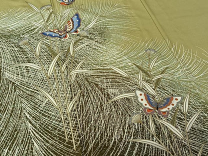 平和屋着物▽訪問着 単衣 花蝶文 暈し染め 金彩 洗える着物 AABG0939jh