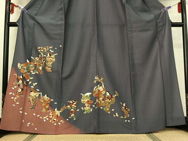 平和屋着物▽訪問着 単衣 人物花文 金彩 洗える着物 AABG0945jh