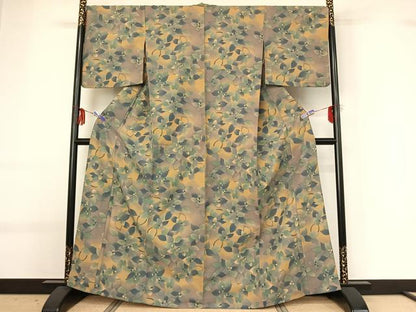 平和屋着物▽小紋　単衣　草花文　暈し染め　洗える着物　AABG0947jh