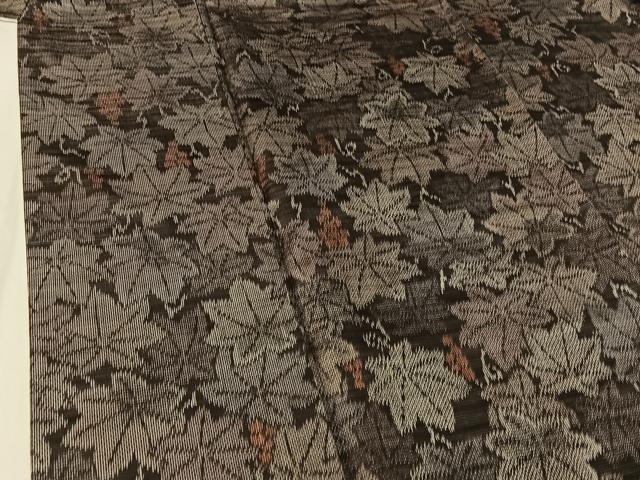平和屋着物▽上質な紬　単衣　葡萄　正絹　逸品　AABG0954jh