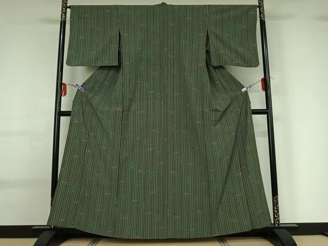 平和屋着物▽小紋 単衣 琉球絣文 洗える着物 AABG0964jh