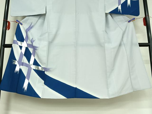 平和屋着物▽男性 訪問着 単衣 籬文 銀彩 洗える着物 AABG0965jh
