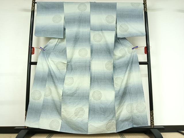 平和屋着物▽結城紬 単衣 80亀甲 花丸文 正絹 逸品 AABG0966jh