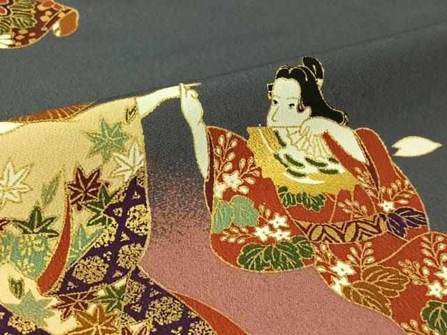 平和屋着物▽訪問着 単衣 人物花文 金彩 洗える着物 AABG0968jh