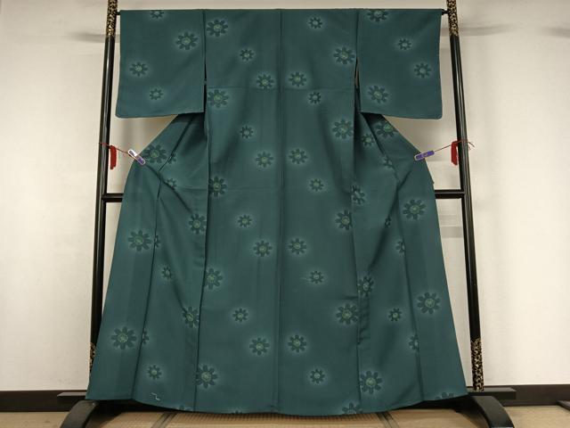 平和屋着物▽小紋 単衣 舞花文 暈し染め 洗える着物 AABG0969jh