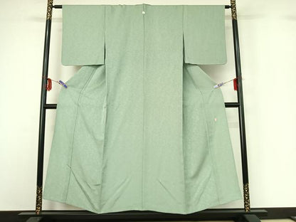 平和屋着物▽上質な色無地 単衣 花唐草地紋 裏葉柳色 ますいわ屋扱い 正絹 逸品 AABG0973jh