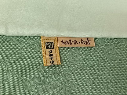 平和屋着物▽上質な色無地 単衣 花唐草地紋 裏葉柳色 ますいわ屋扱い 正絹 逸品 AABG0973jh