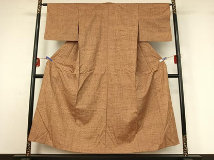 平和屋着物▽上質な紬　単衣　霞文　正絹　逸品　AABG0974jh