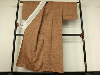 平和屋着物▽上質な紬　単衣　霞文　正絹　逸品　AABG0974jh