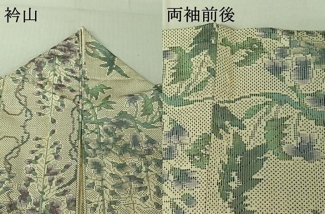 平和屋着物▽本場大島紬 白大島 単衣 藤文 正絹 逸品 AABG0976jh