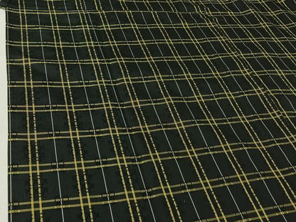 平和屋着物▽上質な紬　単衣　花黄八　花織　格子　反端付き　正絹　逸品　AABG0977jh