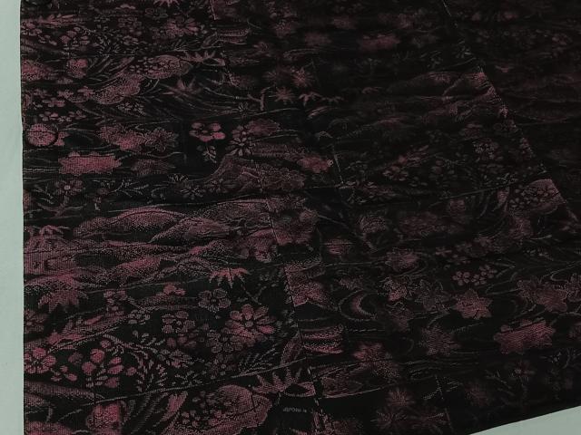 平和屋着物▽道行コート ショール付き スリーシーズン 春夏秋 塵除け 風景流水花文 正絹 逸品 AABG0978jh
