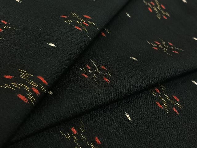 平和屋着物▽お召 単衣 幾何学文様 正絹 逸品 AABG0980jh