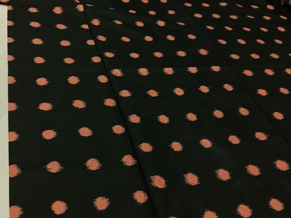 平和屋着物▽上質な紬 単衣 丸文 黒地 正絹 逸品 AABG0981jh