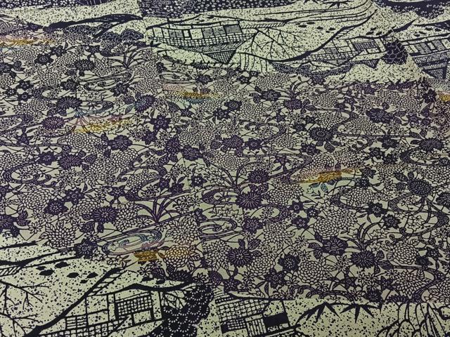 平和屋着物▽井関一男 訪問着 単衣 風景花文 証紙付き 仮絵羽 正絹 逸品 未使用 AABG0982jh