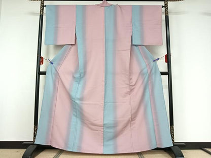 平和屋着物▽小紋　単衣　霞文　暈し染め　洗える着物　AABG0985jh