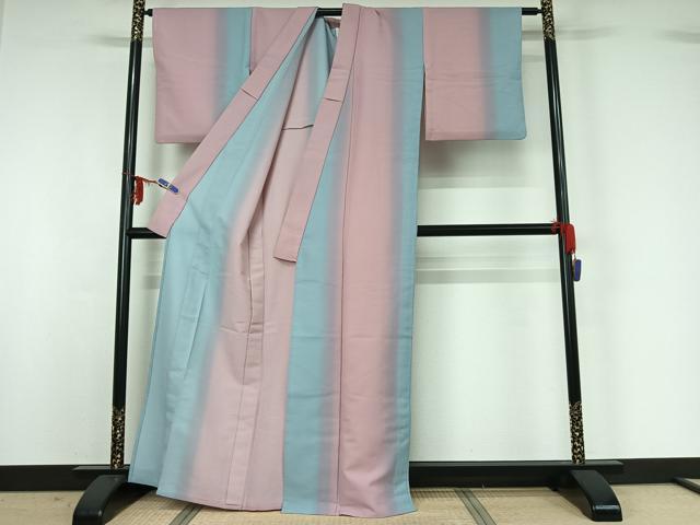 平和屋着物▽小紋　単衣　霞文　暈し染め　洗える着物　AABG0985jh