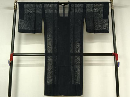 平和屋着物▽道行コート　スリーシーズン　春夏秋　塵除け　縞　正絹　逸品　AABG0986jh
