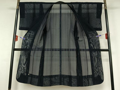 平和屋着物▽道行コート　スリーシーズン　春夏秋　塵除け　縞　正絹　逸品　AABG0986jh