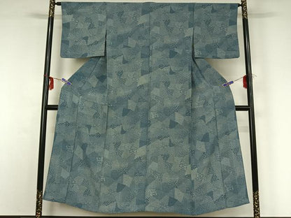 平和屋着物▽江戸小紋 単衣 切嵌花文 正絹 逸品 AABG0988jh