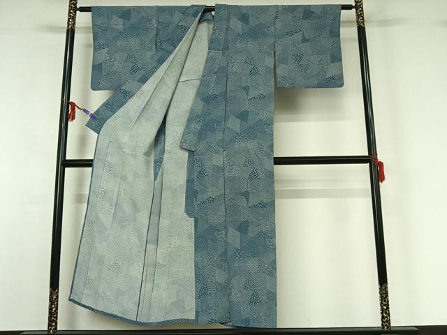 平和屋着物▽江戸小紋 単衣 切嵌花文 正絹 逸品 AABG0988jh