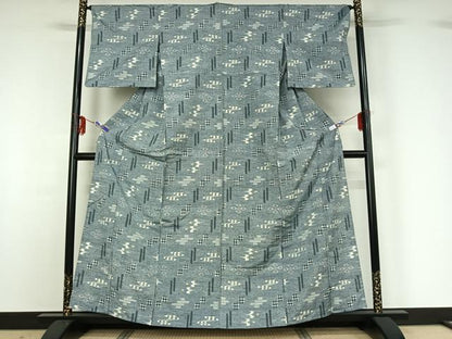 平和屋着物▽上質な紬 単衣 琉球絣 正絹 逸品 AABG0992jh