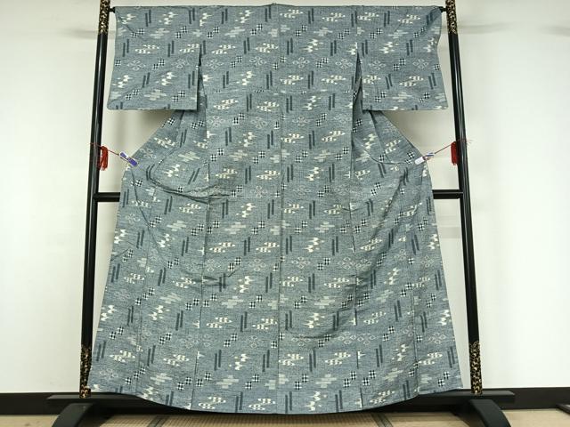平和屋着物▽上質な紬 単衣 琉球絣 正絹 逸品 AABG0992jh