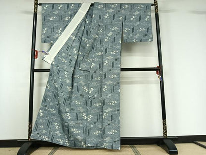 平和屋着物▽上質な紬 単衣 琉球絣 正絹 逸品 AABG0992jh