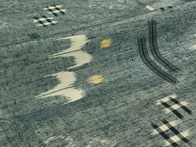 平和屋着物▽上質な紬 単衣 琉球絣 正絹 逸品 AABG0992jh