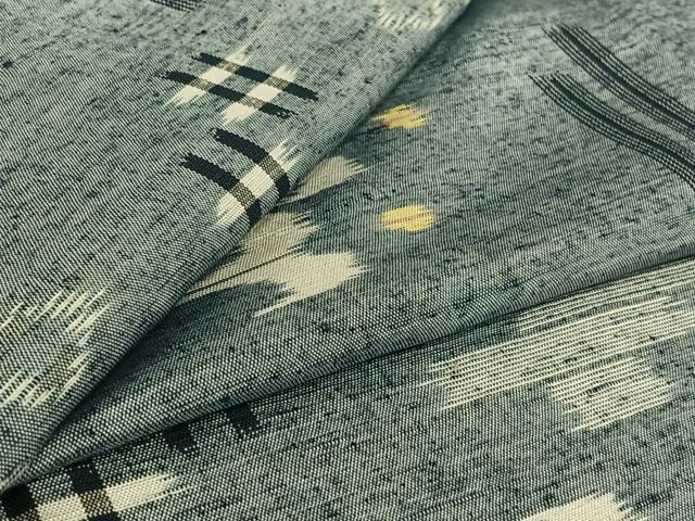 平和屋着物▽上質な紬 単衣 琉球絣 正絹 逸品 AABG0992jh