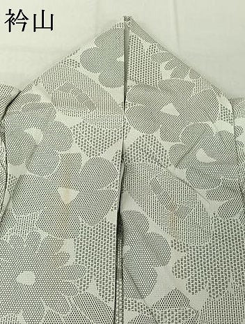 平和屋着物▽お召 単衣 100亀甲 舞花文 正絹 逸品 AABG0993jh